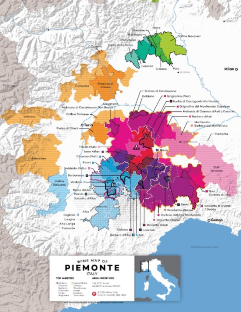 Carte viticole Piedmont