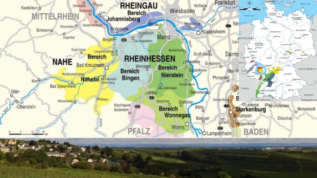 Carte viticole Rheinhessen, Allemagne