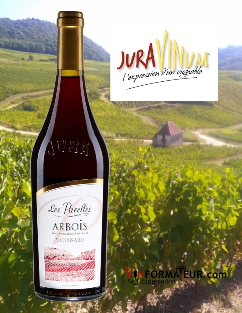 Bouteille de Les Parelles, Ploussard, France, Jura, Arbois, Juravinum, vin rouge, 2018