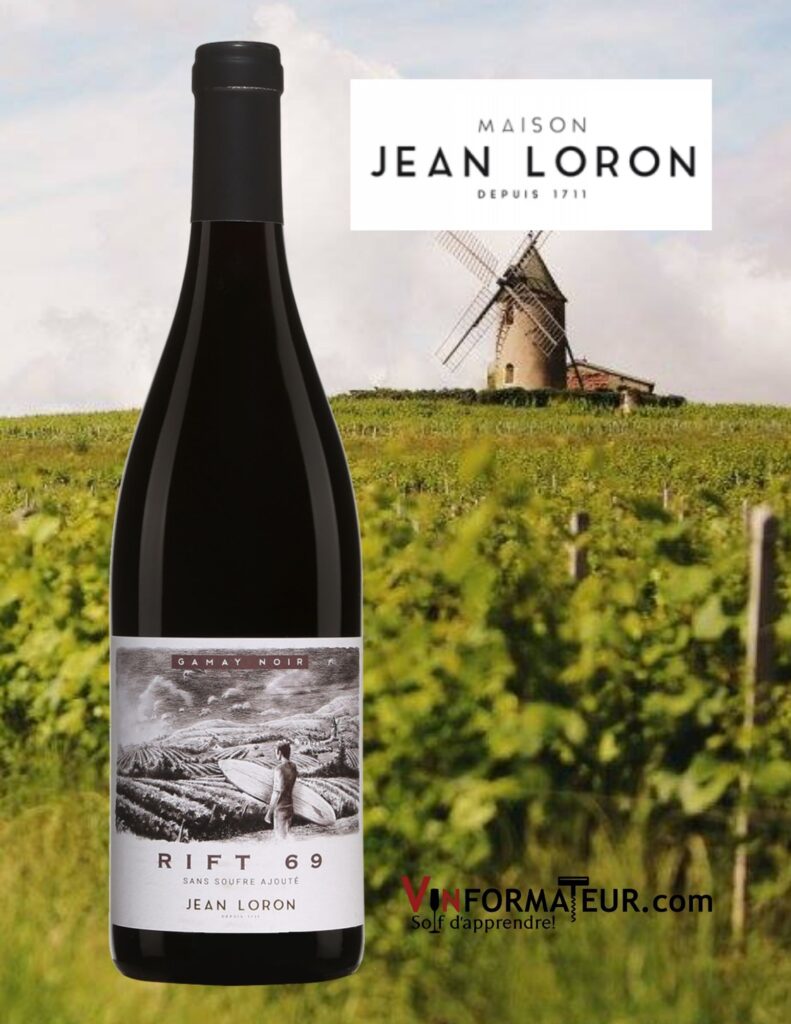 Bouteille de Jean Loron, France, Beaujolais Village, Rift 69, vin sans sulfites ajoutés, 2020