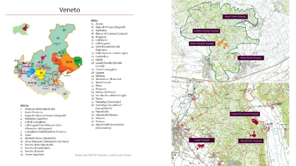 Cartes viticoles: Veneto, Soave Classico et Colli Berici