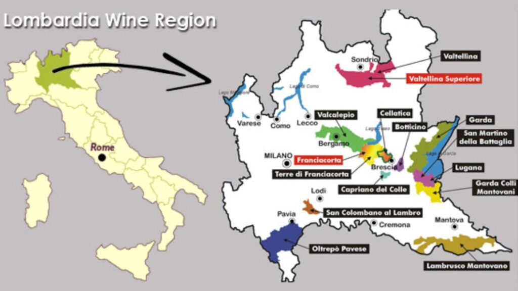 Carte viticole Lombardie