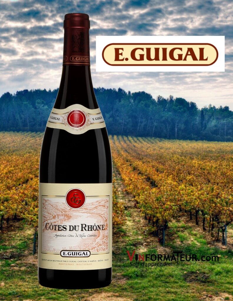 BOuteille de E. Guigal, Côtes du Rhône, France, vin rouge, 2018