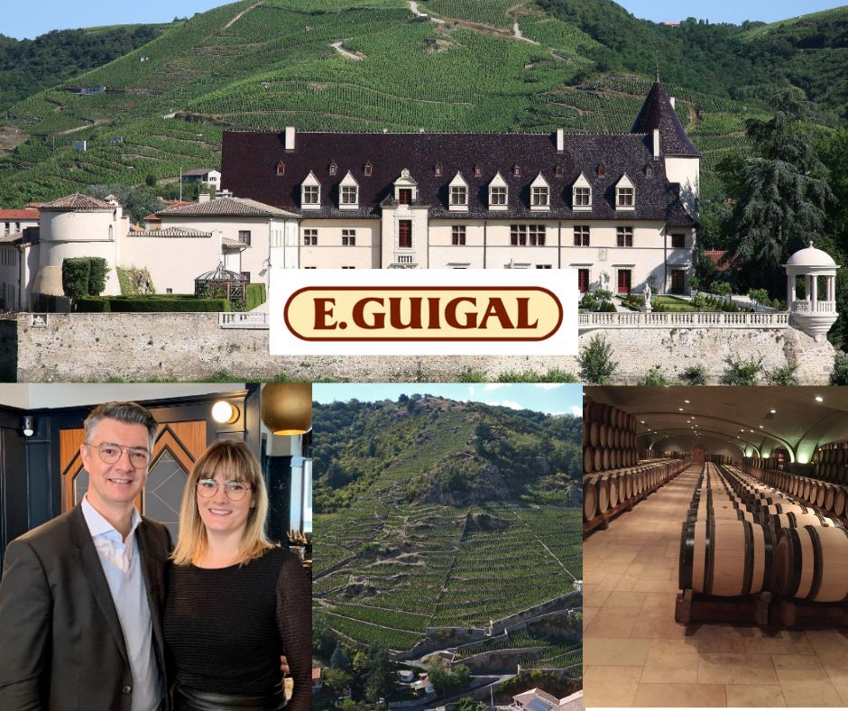 Maison E. Guigal: Château d'Ampuis, Philippe et Ève Guigal (source: Terres des vins) , vignobles et chai