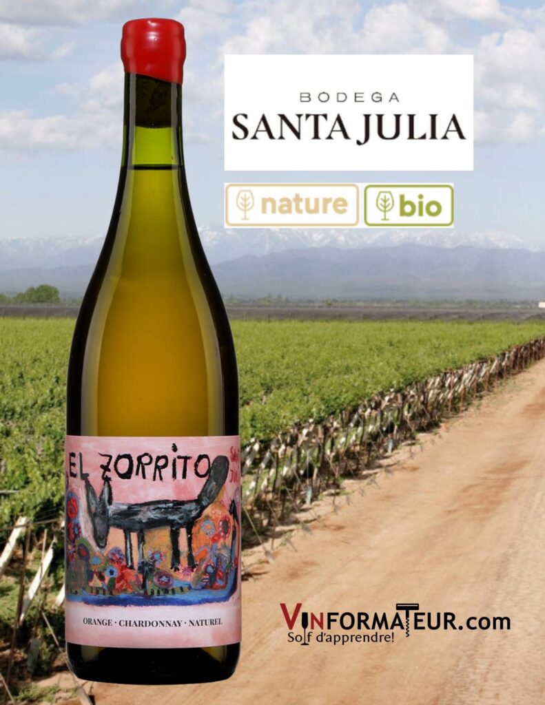 Bouteille de El Zorrito, Argentine, Mendoza, Maipu, Bodega Santa Julia, vin orange bio/nature, 2021