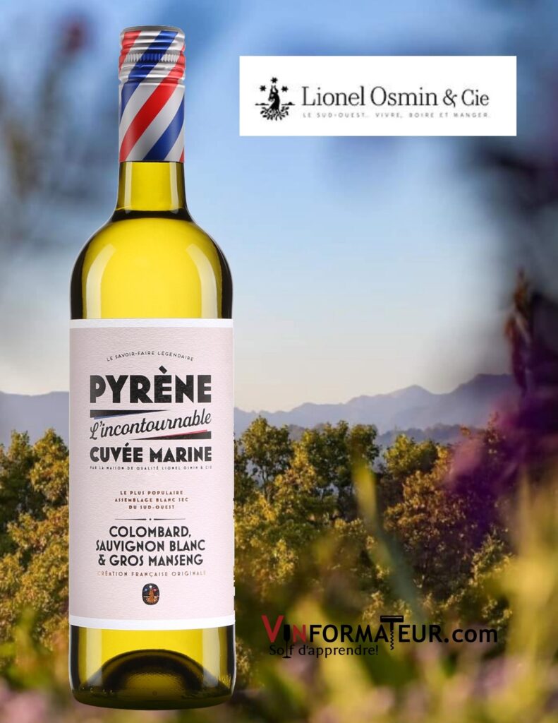 Bouteille de Pyrène, Côtes de Gascogne, Cuvée Marine, France, Sud-Ouest, vin blanc, 2020