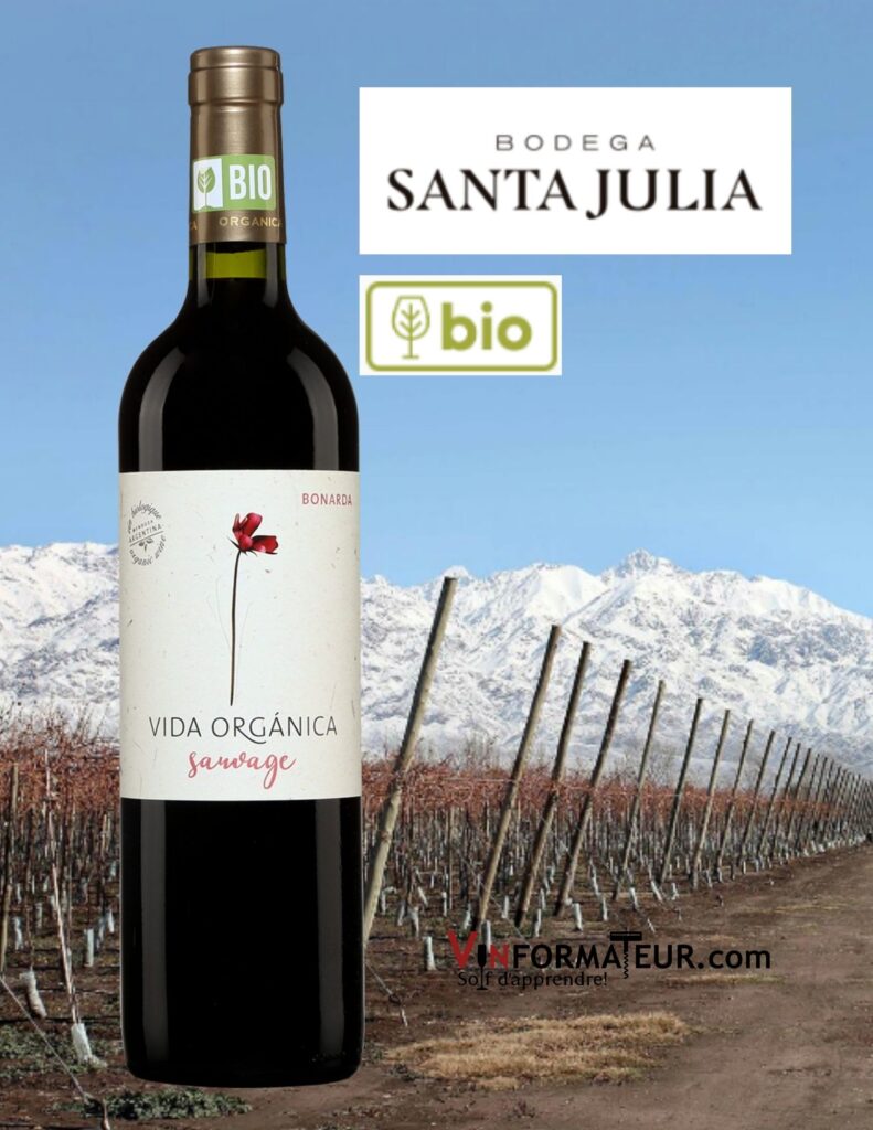 BOuteille de Vida Organica, Sauvage, Bonarda, vin rouge bio, Argentine, Mendoza, Bodega Santa Julia, 2020