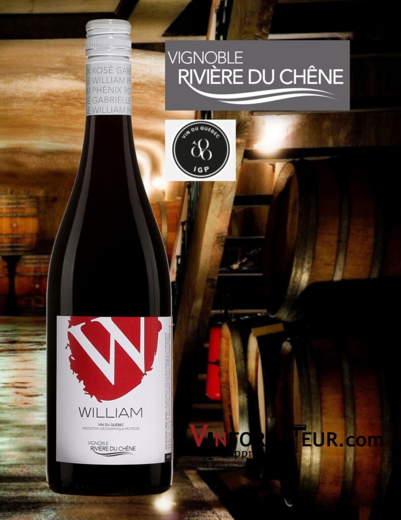 Bouteille de William, vin rouge, Vignoble Rivière du Chêne, 2021