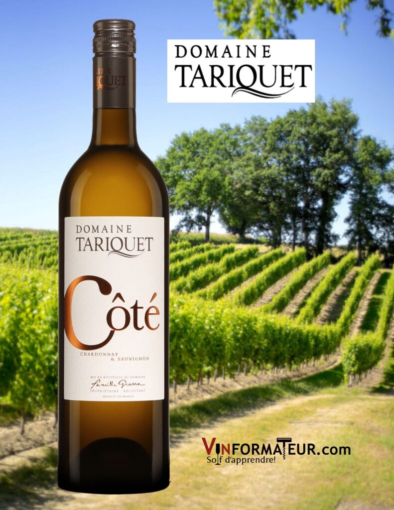 Bouteille de Domaine Tariquet, Côté, France, Sud-Ouest, Côtes-de-Gascogne, vin blanc, 2021