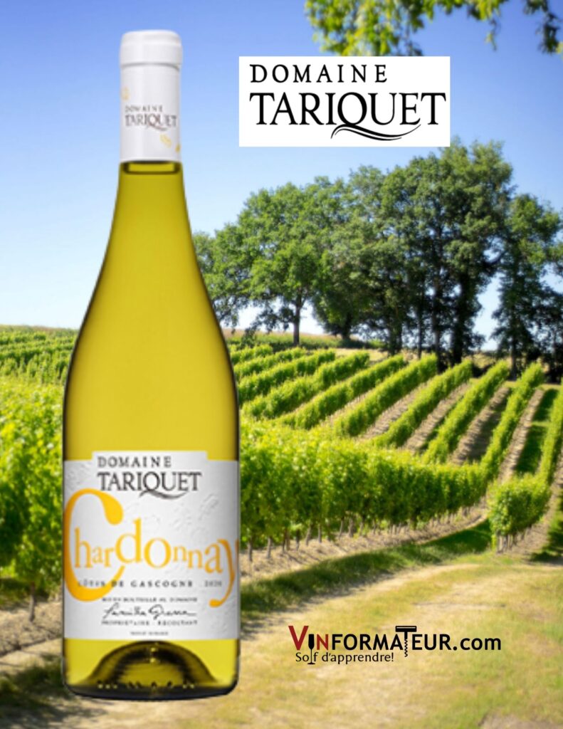 Bouteille de Domaine Tariquet, Chardonnay, France, Sud-Ouest, Côtes-de-Gascogne, vin blanc, 2021