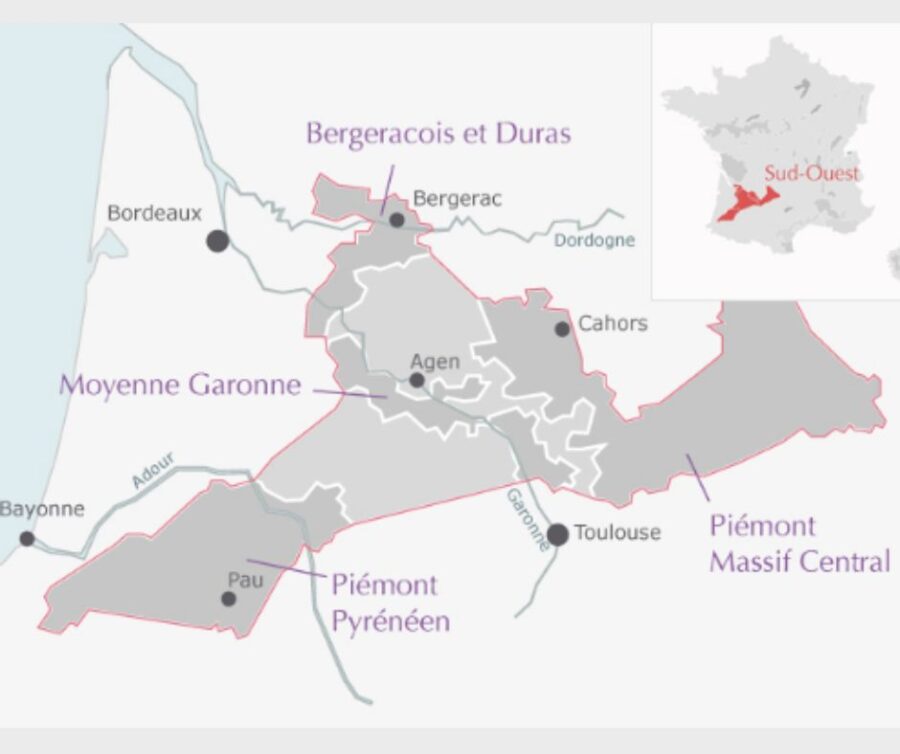 Carte viticole Sud-Ouest, Côtes de Gascogne