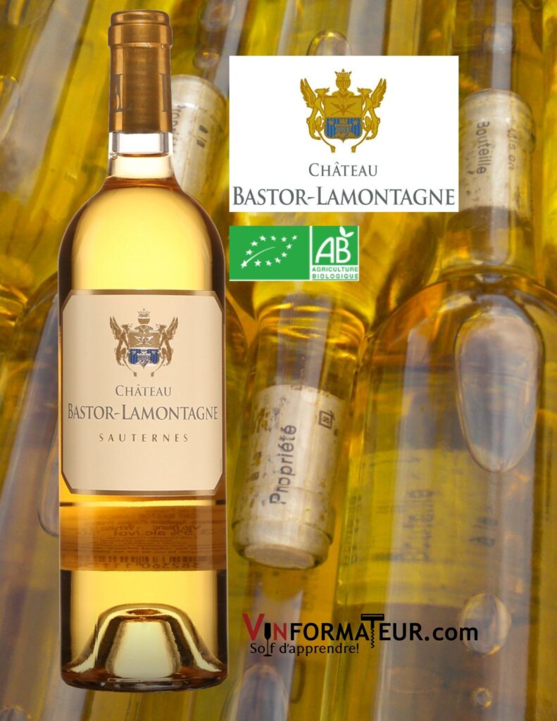 Bouteille de Château Bastor-Lamontagne, France, Sauternes, vin liquoreux bio, 2019 (2017 disponible)