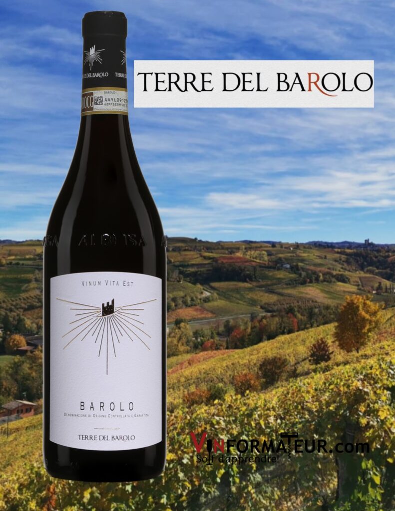 Bouteille de Terre del Barolo, Vinum Vita Est, Barolo, Italie, Piémont, vin rouge, 2016