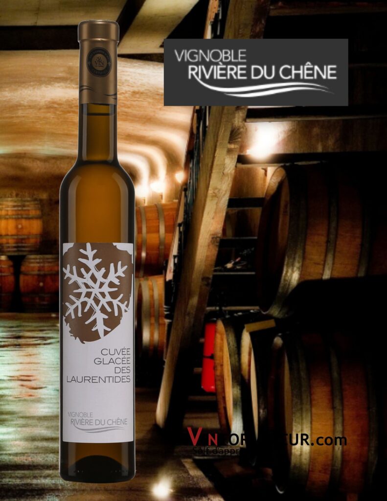 Bouteille de Cuvée Glacée des Laurentides, vendanges tardives, vin de dessert, Vignoble Rivière du Chêne, IGP Québec, 375 ml, 2021