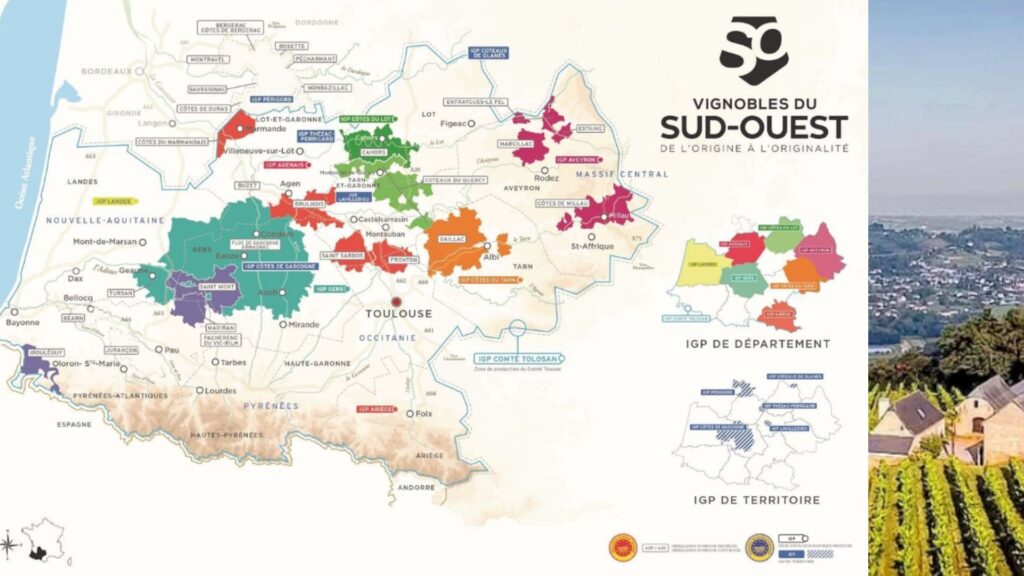 Carte viticole du Sud-Ouest de la France
