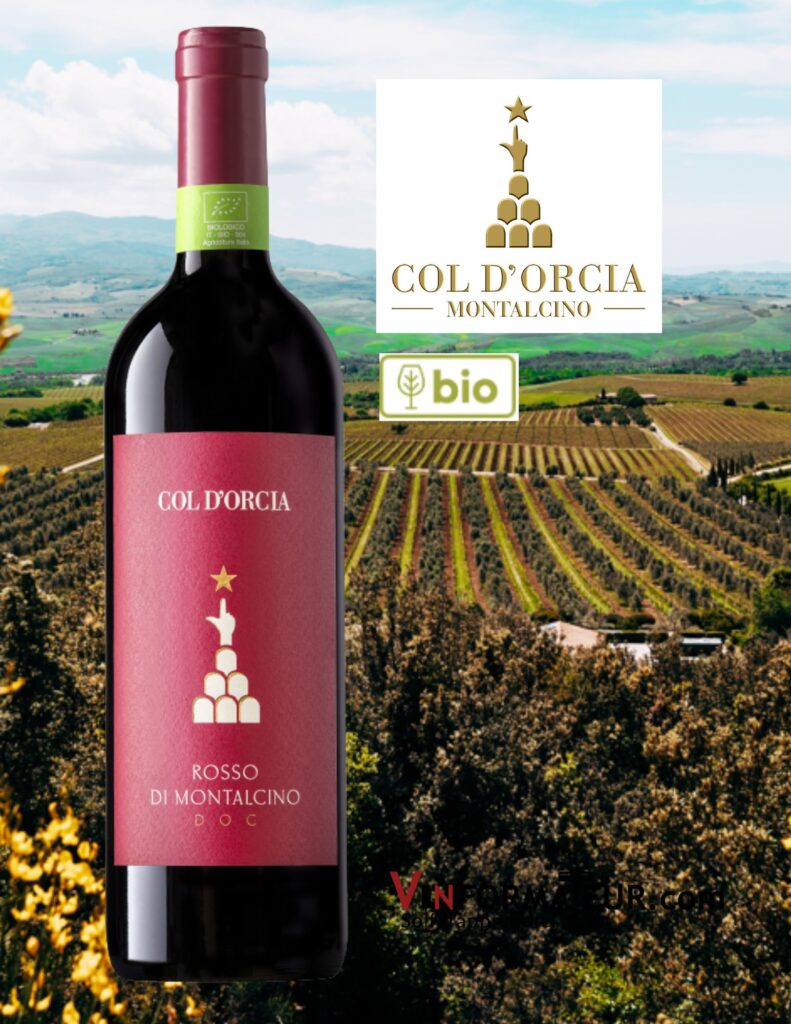 Bouteille de Col D’Orcia, Rosso di Montalcino DOC, vin rouge bio, 2020