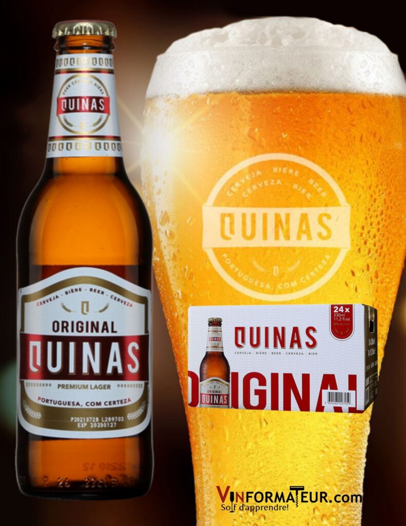 Bouteille de Quinas, Original Premium Lager, bière blonde, Portugal