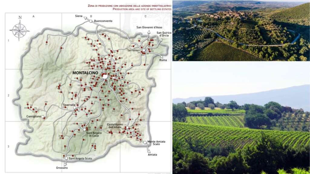 Carte viticole Montalcino et vignobles