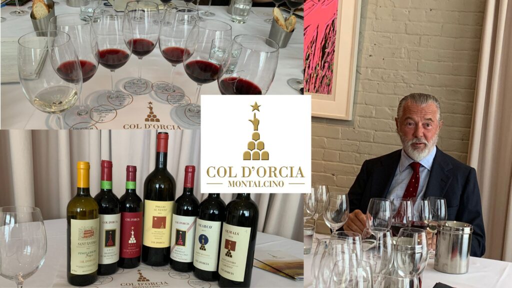 Dégustation des vins de la maison Col d'Orcia avec le comte Francesco Marone Cinzano