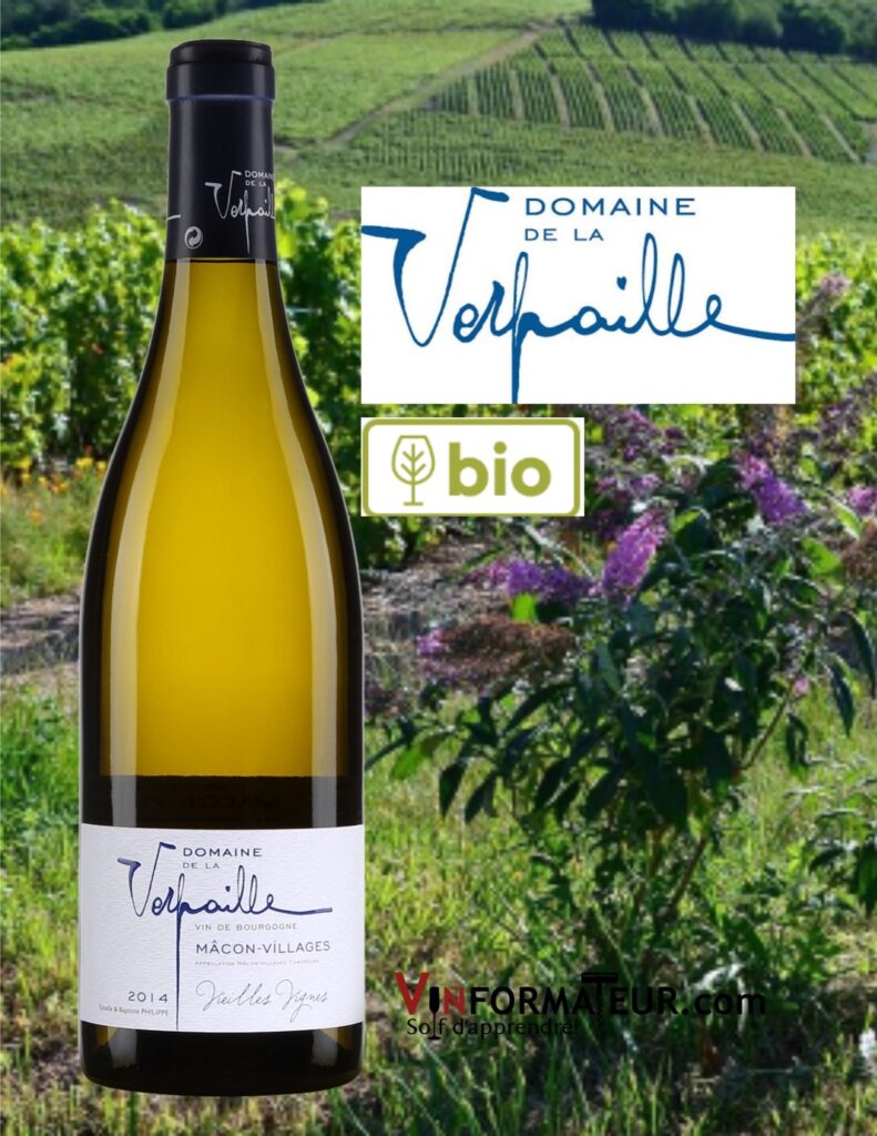 Bouteille de Domaine de la Verpaille, France, Bourgogne, Macôn-Villages, Vieilles Vignes, vin blanc bio, 2020