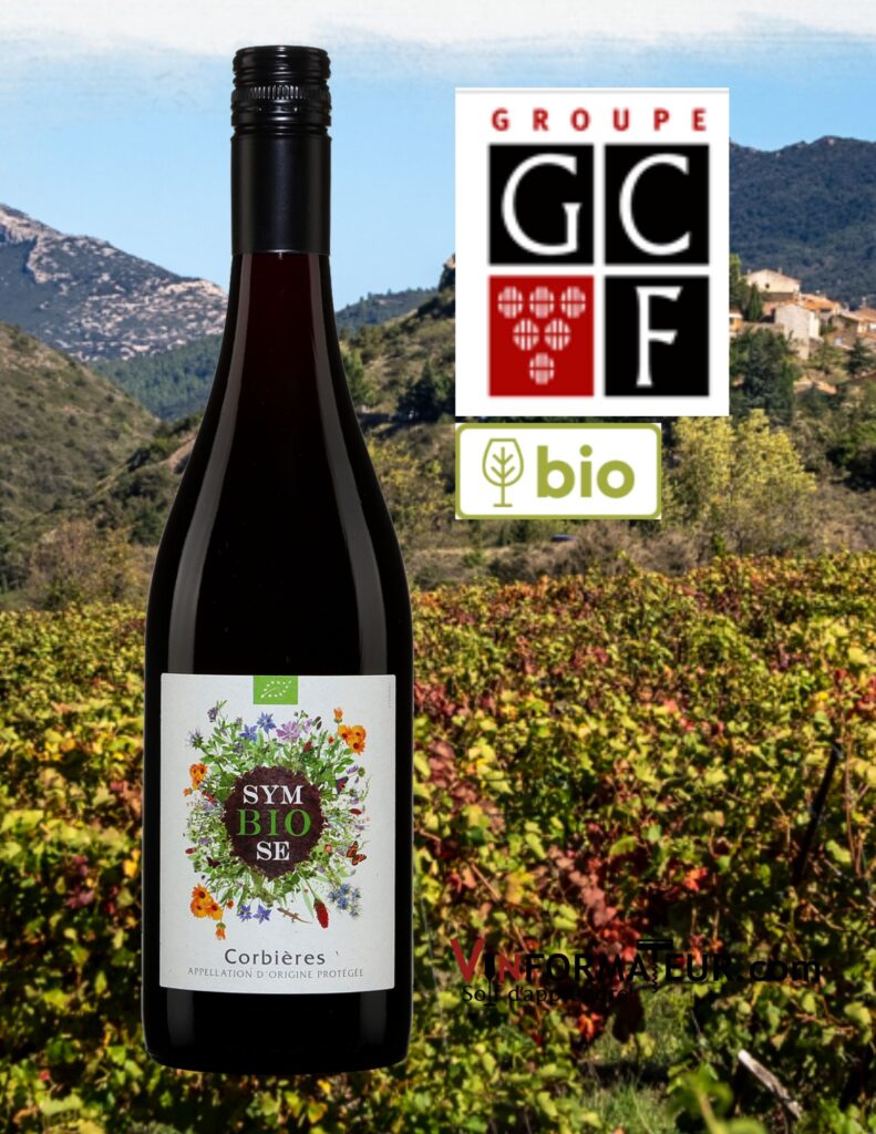 Symbiose, Languedoc-Roussillon, Corbières, Grands Chais de France, vin rouge bio, 2020 bouteille