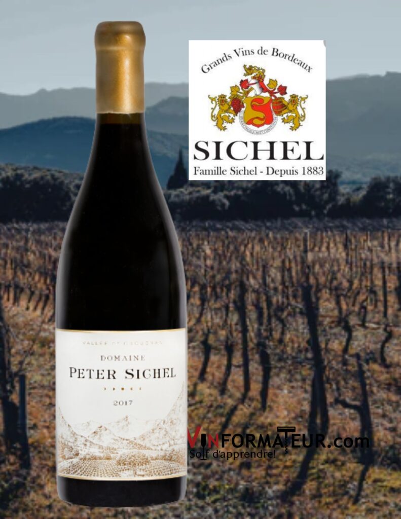 Bouteille de Domaine Peter Sichel, vin rouge bio, Languedoc-Roussillon, IGP Pays de Cucugnan, 2018