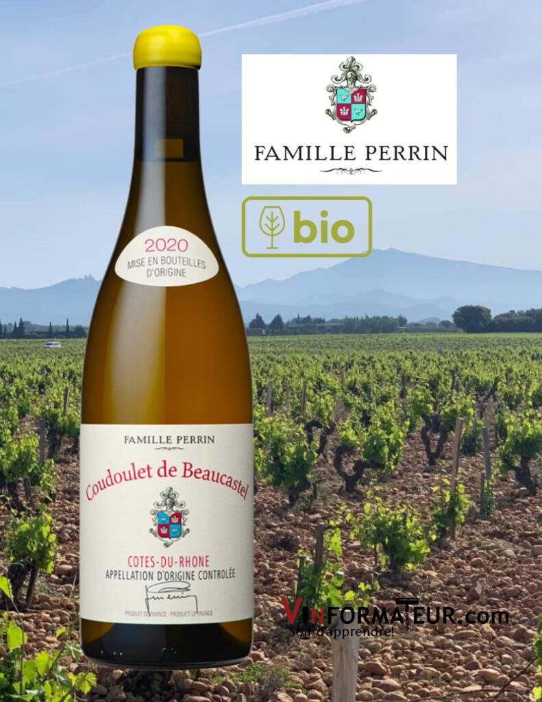 Coudoulet de Beaucastel, vin blanc bio, Côtes-du-Rhône, 2020 bouteille