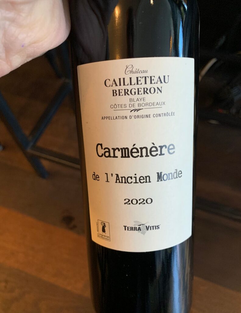 Carmenère de L’Ancien Monde, Blaye Côtes de Bordeaux, 2020 bouteille