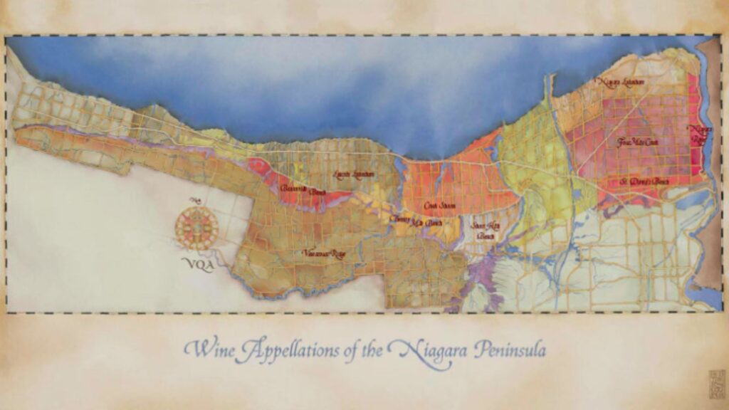 Carte viticole Péninsule du Niagara