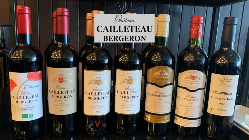 Dégustation des vins de Château Cailleteau Bergeron: Prestige blanc 2020, L'Essentiel 2021, Prestige 2019 et 2020, Tadition 2019 et 2006, Carmenère 2020. ,