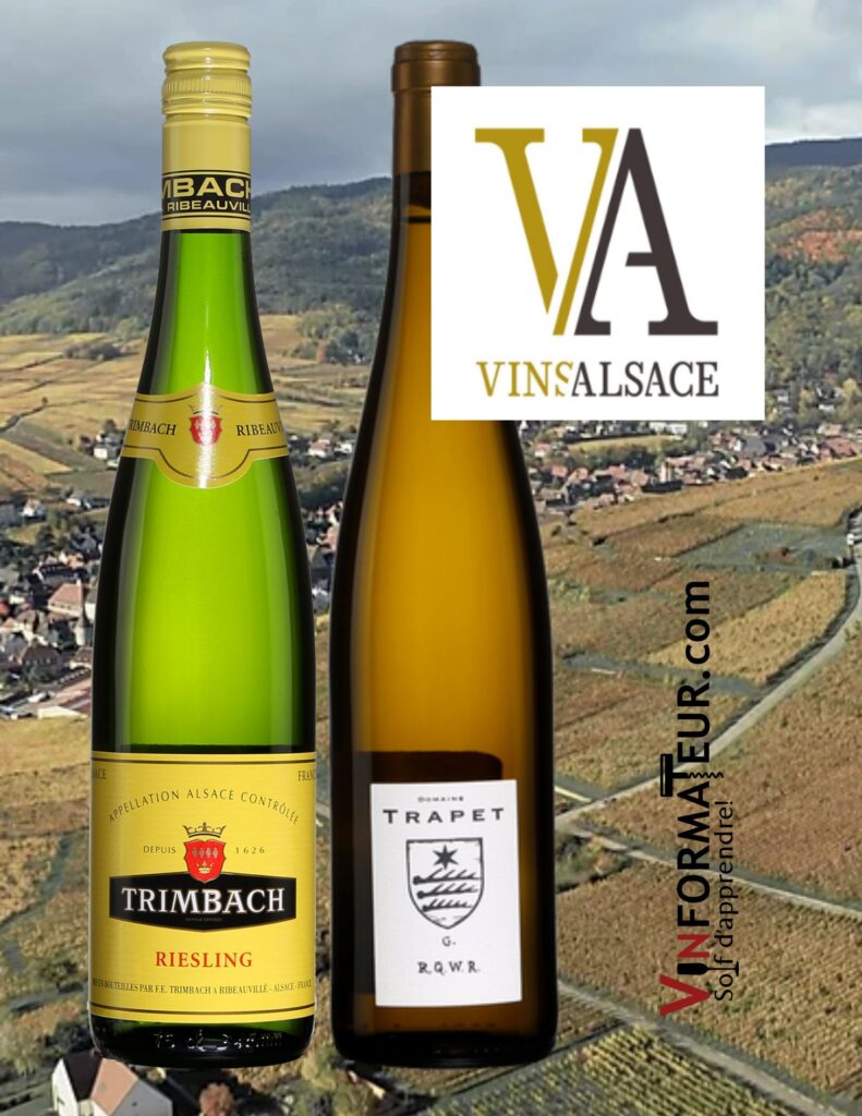 Vins d'Alsace: Trimbach, Riesling, France, Alsace, 2017, Gewurztraminer, Domaine Trapet, France Alsace, Riquewihr, vin blanc bio, 2020. bouteilles