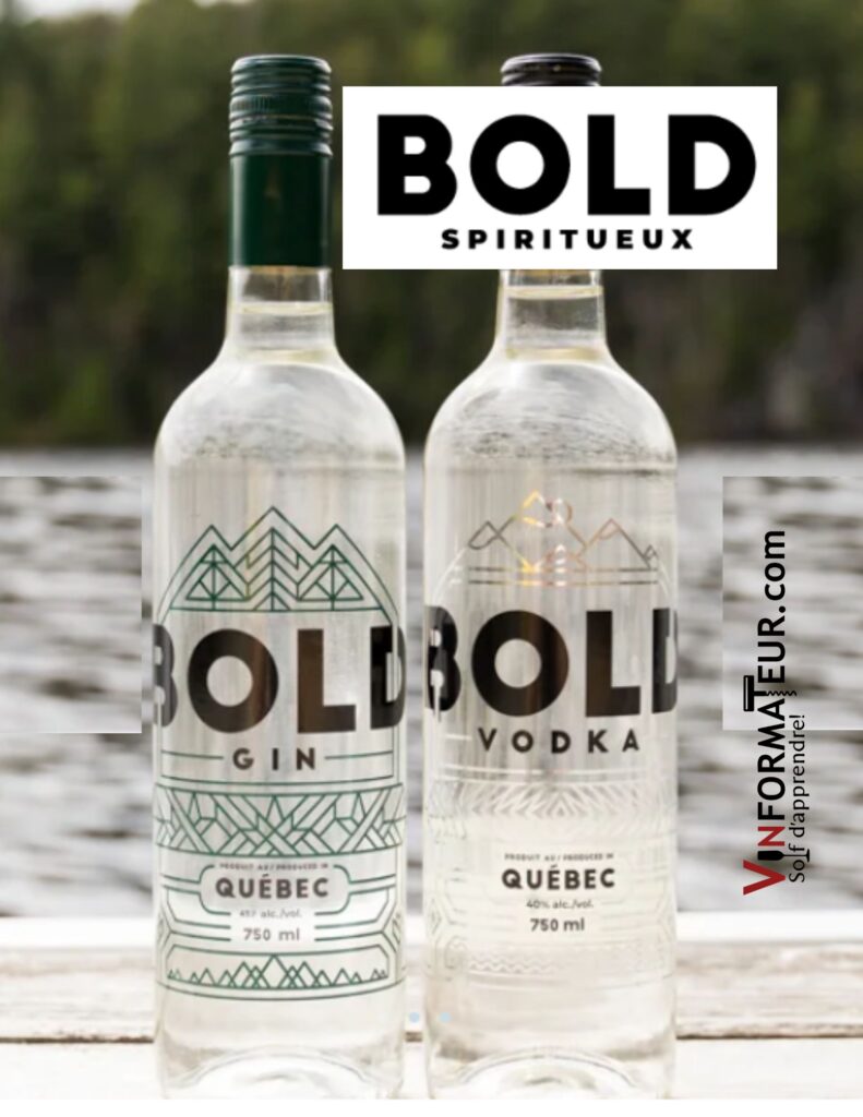 Bold Gin, London Dry Gin, Bold Vodka bouteilles