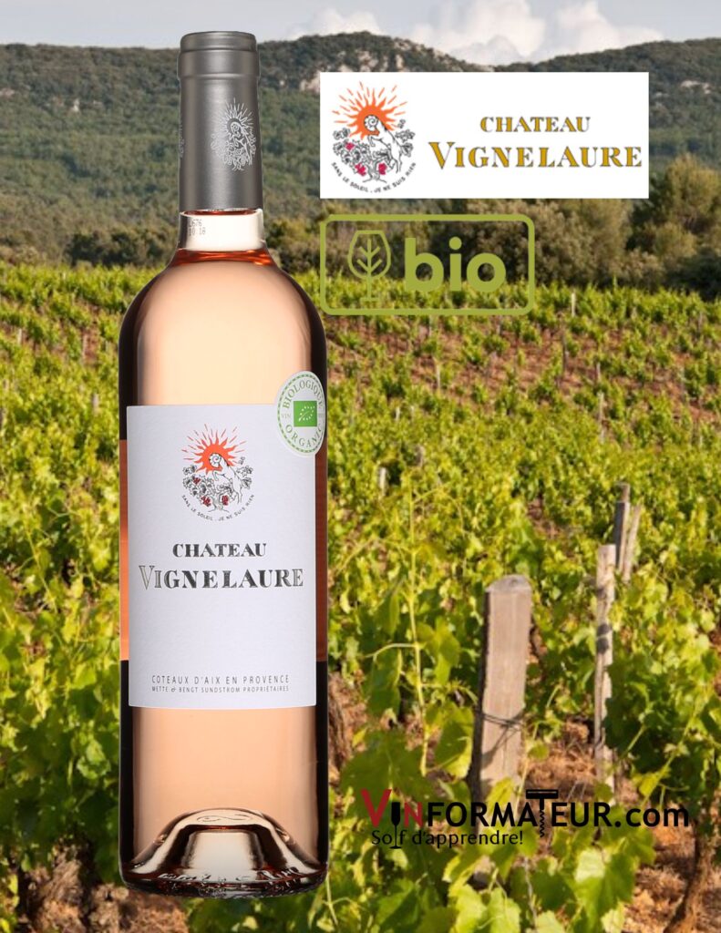 Château Vignelaure, Coteaux-d’Aix-en-Provence, vin rosé bio, 2021 bouteille