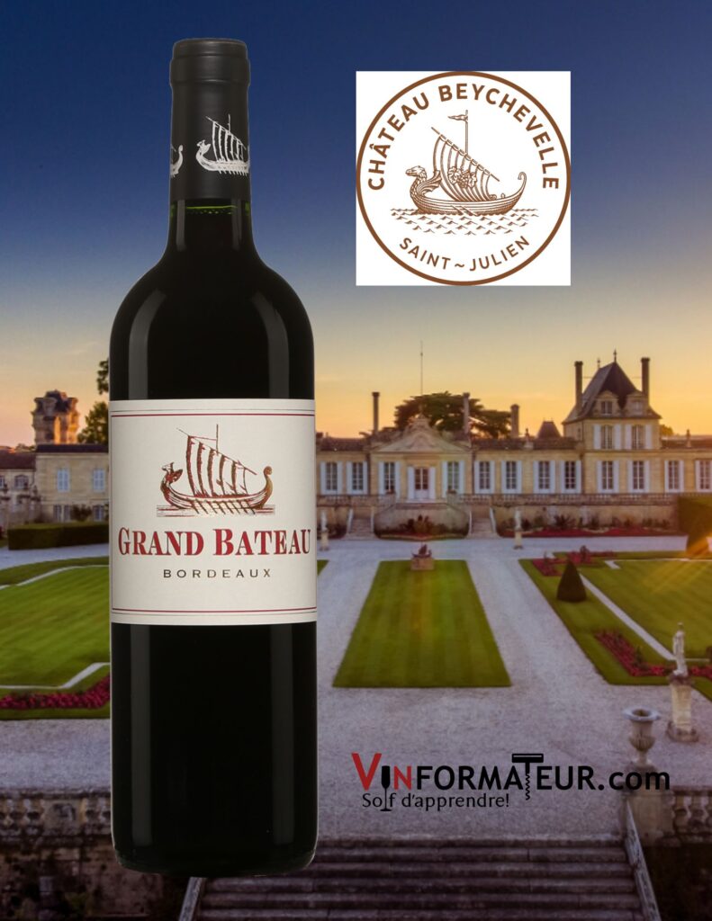 Grand Bateau, Bordeaux, vin rouge, Barrières Frères, Château Beychevelle, 2018 bouteille