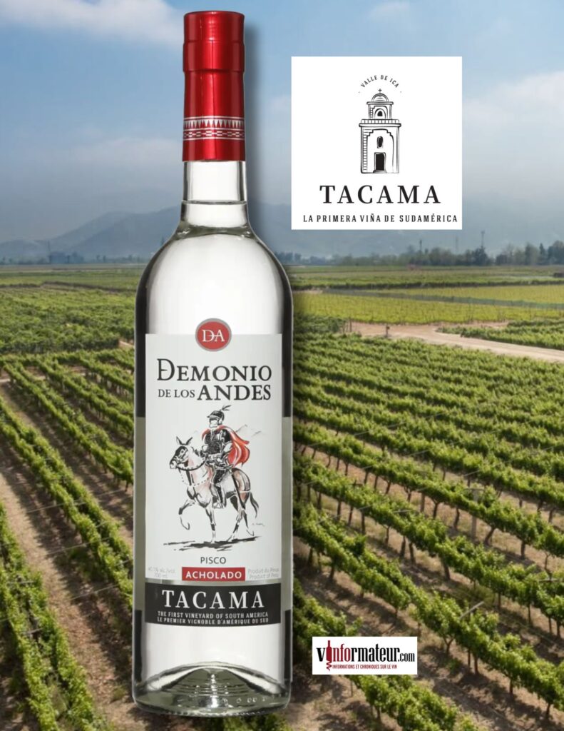 Pisco Acholado (eau de vie de fruit), Demonio de los Andes, Perou, Vina Tacama bouteille