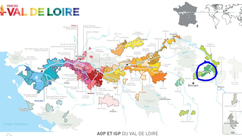 Carte viticole Val de Loire et Sancerre
