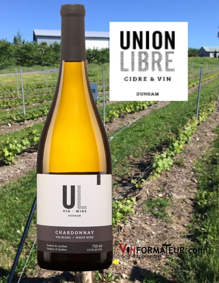 Union Libre, Chardonnay, Québec, Dunham, vin blanc, 2021 bouteille