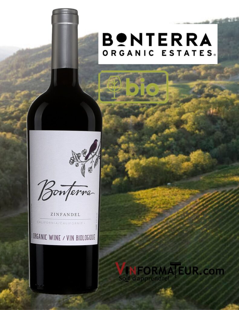 Bonterra, Zinfandel, Californie, vin rouge de table bio, 2019 bouteille