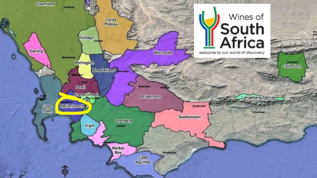 Carte viticole d'Afrique du Sud