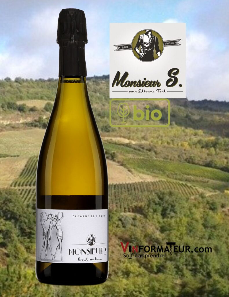 Monsieur S., AOP Crémant de Limoux, Brut nature, France, Languedoc-Roussillon, vin effervescent bio bouteille
