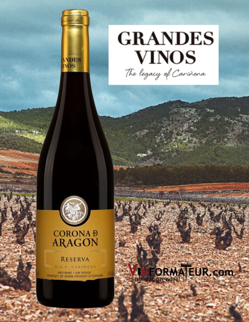 Corona D Aragon, Reserva, Espagne, DOP Carinena, vin rouge, 2018 bouteille