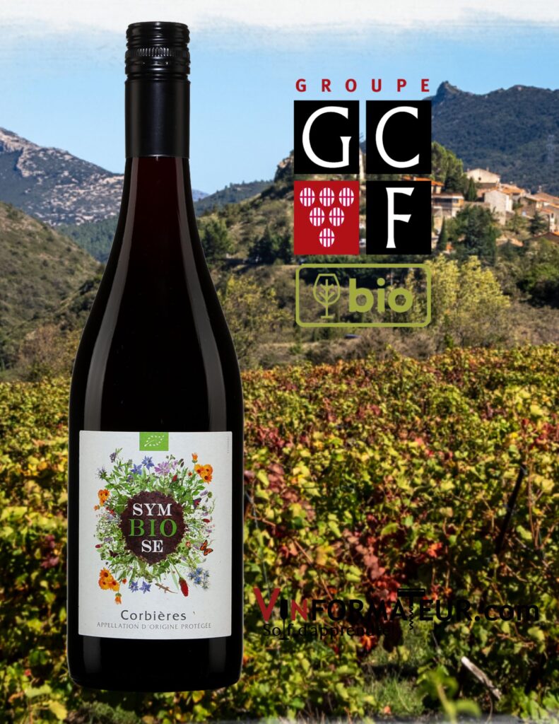 Symbiose, Languedoc-Roussillon, Corbières, Grands Chais de France, vin rouge bio, 2021 bouteille