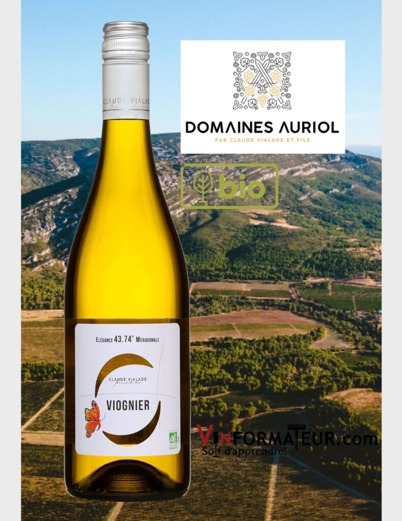 Élégance, Viognier, 43.74, Méridionale, Languedoc-Roussillon, vin blanc bio, 2022 bouteille