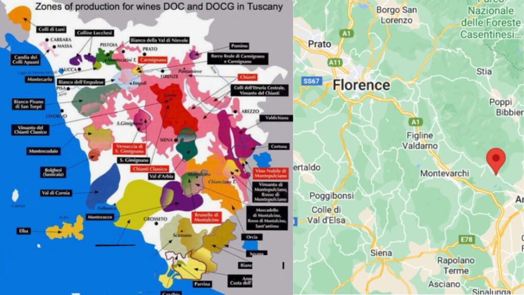 Carte viticole Toscane