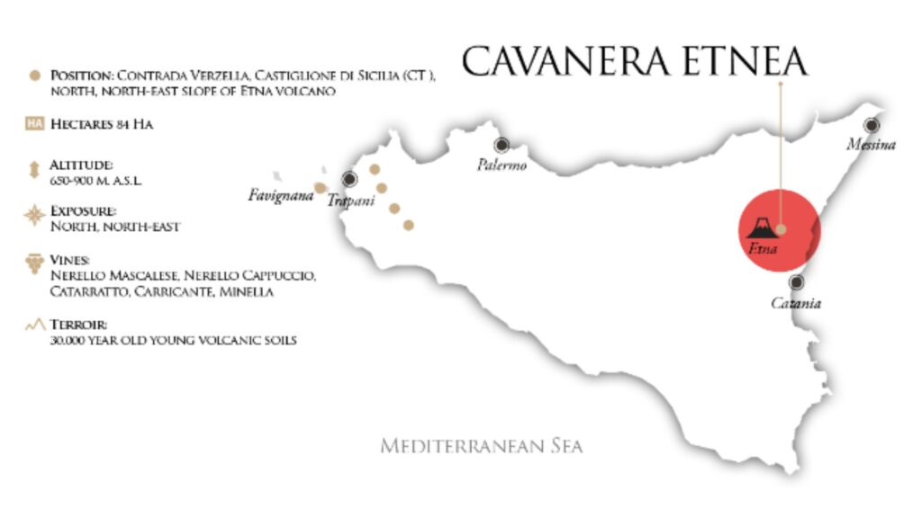 Carte viticole Firriato Cavanera Etna