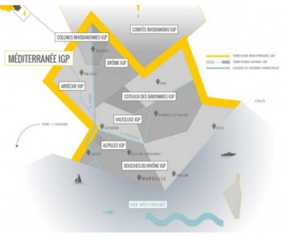 Carte viticole Méditerranée IGP