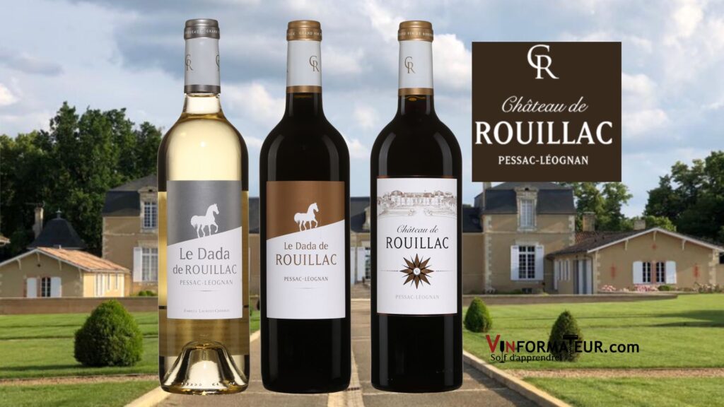 Château de Rouillac: Dada de Rouillac blanc 2020, Dada de Rouillac rouge 2019 et Château de Rouillac rouge 2016. bouteilles