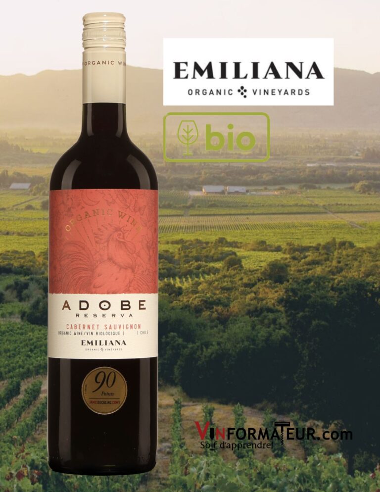 Adobe Reserva, Cabernet-Sauvignon, Chili, D.O. Valle Central, Emiliana Organic Vineyards, vin rouge bio, 2020 bouteille