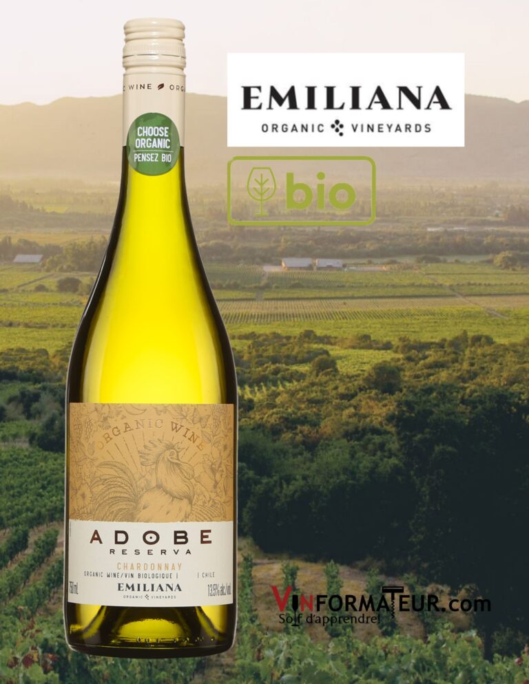 Adobe Reserva, Chardonnay, Chili, Valle de Casablanca, Emiliana Organic Vineyards, vin blanc bio, 2021 bouteille