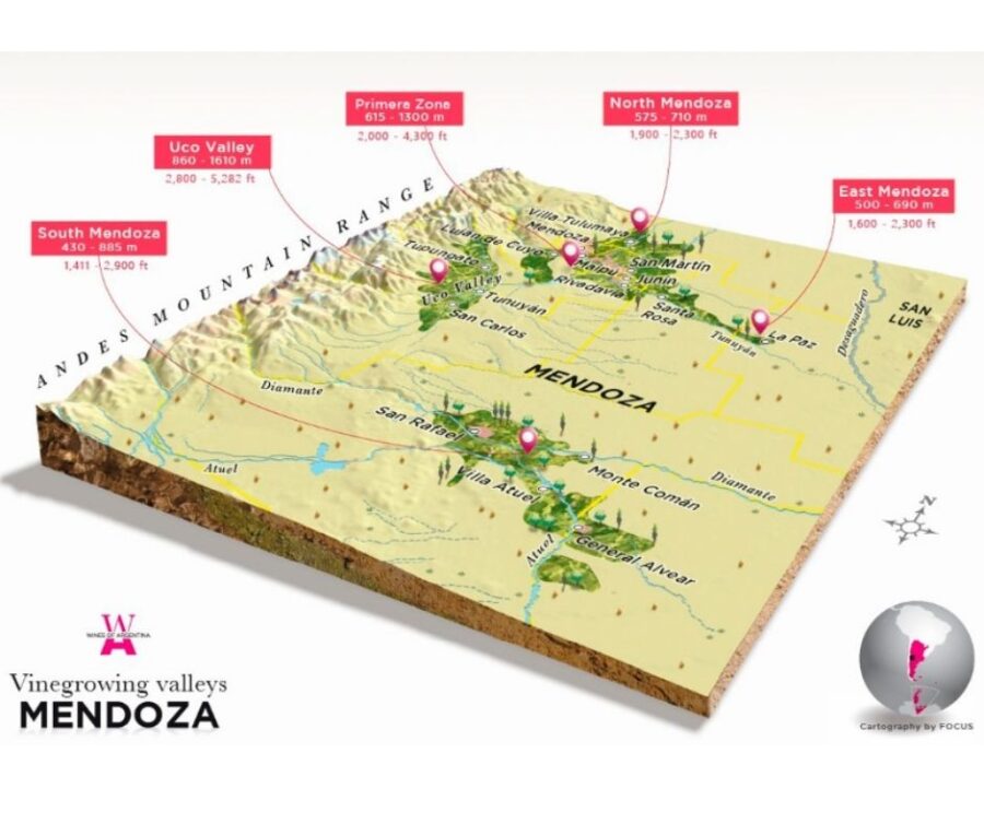 Carte viticole Mendoza, Valle de Uco